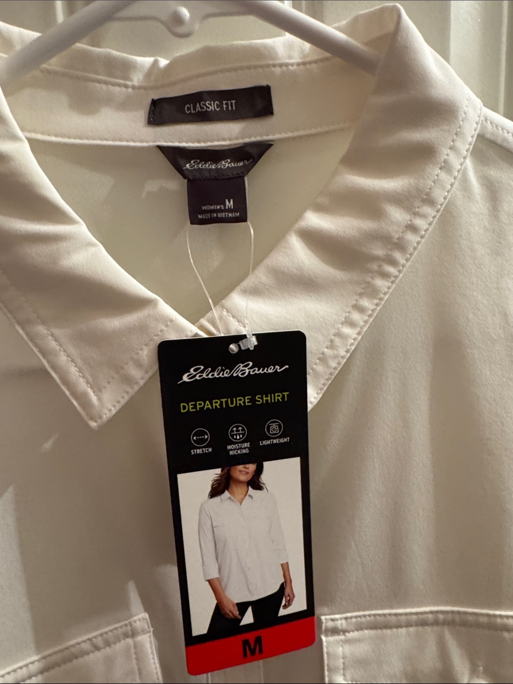 Eddie Bauer White Long-Sleeve Button Front Blouse - Picture 3 of 3